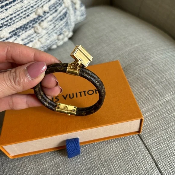 Louis Vuitton Petite Malle Charm Bracelet Twice Monogram Canvas Gold Hardware